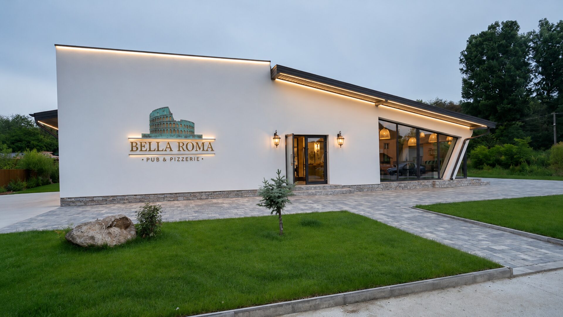 Localul Bella Roma la lăsarea serii
